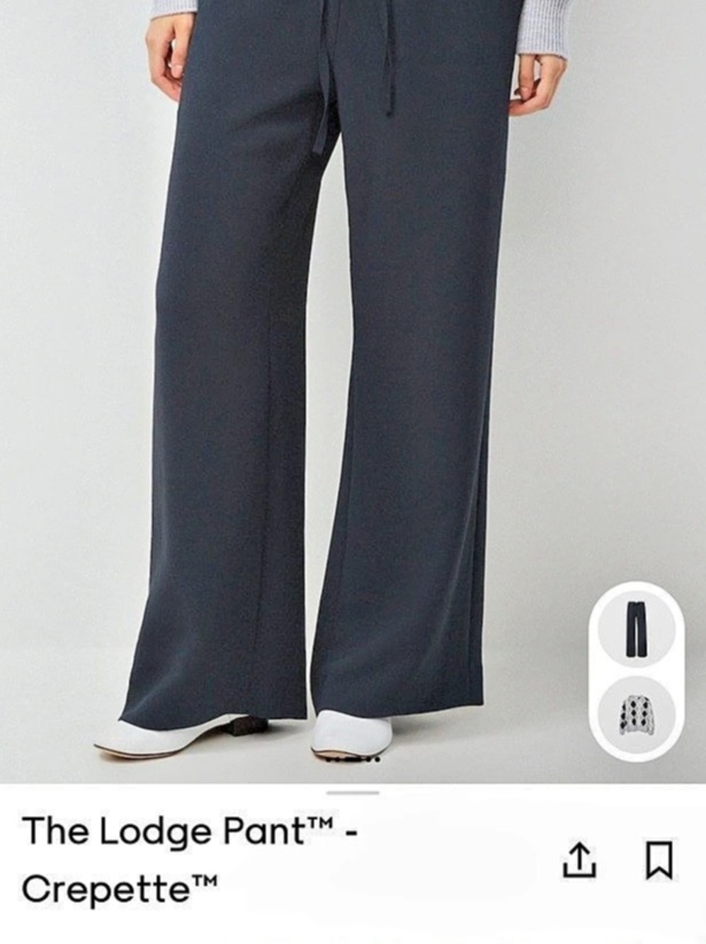 Aritzia The Lodge Pant - Crepette Wide Leg Pants Midnight Navy Medium short - Picture 3 of 3